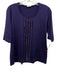 Akris Punto Size 12 Purple Cotton Blend 1/2 Sleeve Pintuck Wide Neck Top Purple / 12