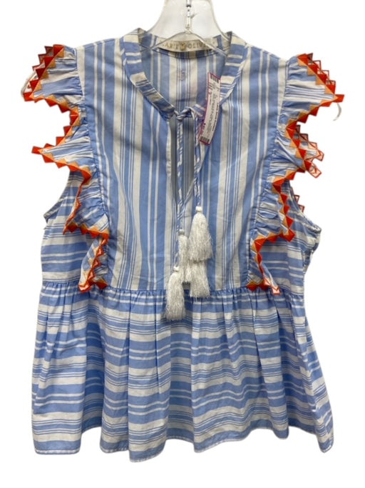 Marie Oliver Size S Blue, White & Multi Cotton Sleeveless Tassels Striped Top Blue, White & Multi / S