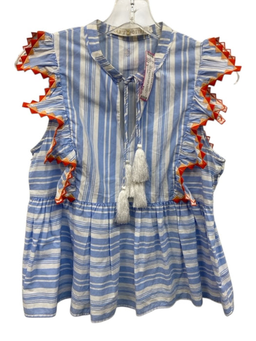 Marie Oliver Size S Blue, White & Multi Cotton Sleeveless Tassels Striped Top Blue, White & Multi / S