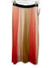 Maje Size 2 Pink, Orange & Multi Polyester Elastic Waist Pleated Stripe Skirt Pink, Orange & Multi / 2