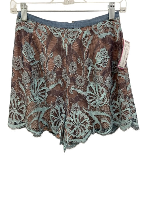 Alexis Size S Blue Poly Blend Lace Overlay Zip Back Mini Floral Skirt Blue / S