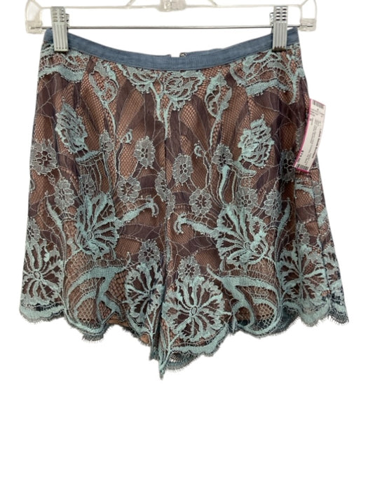 Alexis Size S Blue Poly Blend Lace Overlay Zip Back Mini Floral Skirt Blue / S