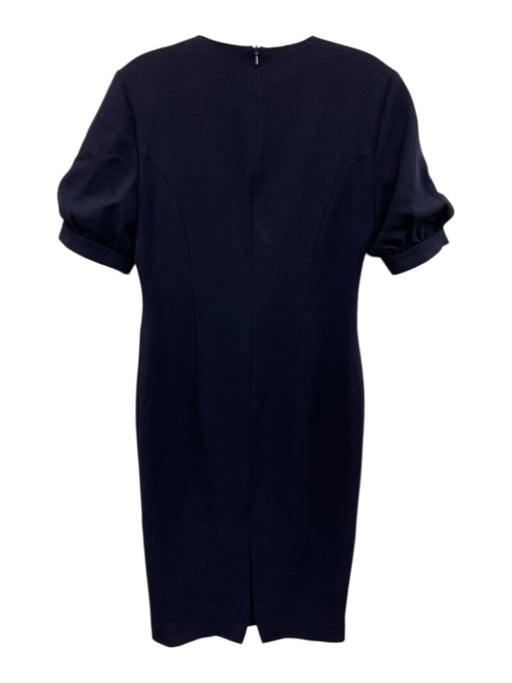 MaxMara Size 4 Navy Triacetate Blend Zip Back Short Sleeve Back Slit Dress Navy / 4
