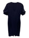MaxMara Size 4 Navy Triacetate Blend Zip Back Short Sleeve Back Slit Dress Navy / 4