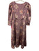 Marant Etoile Size M Purple & Multi Poly Blend V Neck 1/2 Sleeve Printed Dress Purple & Multi / M