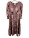 Marant Etoile Size M Purple & Multi Poly Blend V Neck 1/2 Sleeve Printed Dress Purple & Multi / M