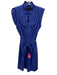 Ted Baker Size 1 Blue Polyester Sleeveless V Neck Mini Tie Belt Dress Blue / 1