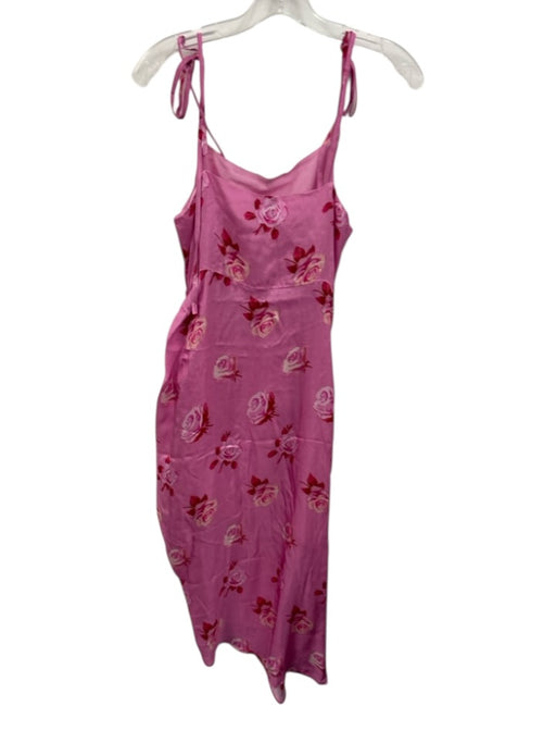 Rouje Size 38 Pink Poly Blend Tie Shoulder Floral Print Zip Close Dress Pink / 38