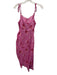 Rouje Size 38 Pink Poly Blend Tie Shoulder Floral Print Zip Close Dress Pink / 38