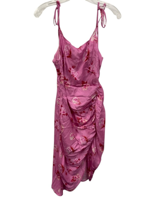 Rouje Size 38 Pink Poly Blend Tie Shoulder Floral Print Zip Close Dress Pink / 38