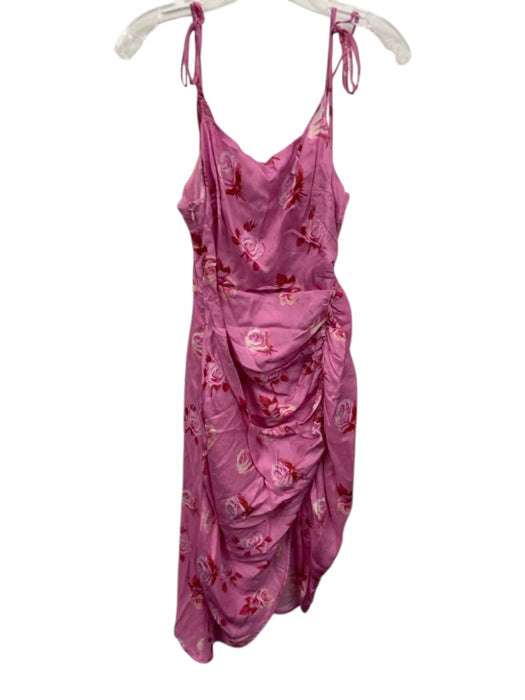 Rouje Size 38 Pink Poly Blend Tie Shoulder Floral Print Zip Close Dress Pink / 38