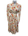 Zimmermann Size 3 Cream & Multi Linen Tie Waist Floral Print Knee Length Dress Cream & Multi / 3