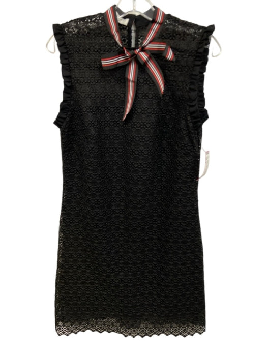 Sandro Size S Black No Fabric Tag Sleeveless Keyhole Back Lace Overlay Dress Black / S