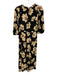 Ba&sh Size 1 Black & Multi Viscose V Neck Floral Elastic Waist 3/4 Sleeve Dress Black & Multi / 1
