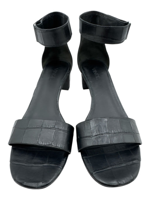 Vince Shoe Size 7.5 Black Leather open toe Ankle Buckle Block Heel Sandals Black / 7.5
