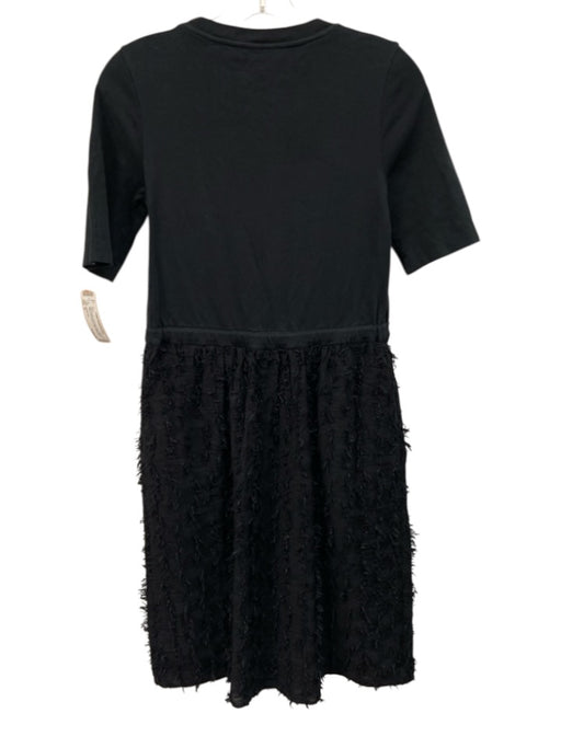 SeeByChloe Size S Black Cotton Drawstring Waist Mixed Fabric Short Sleeve Dress Black / S
