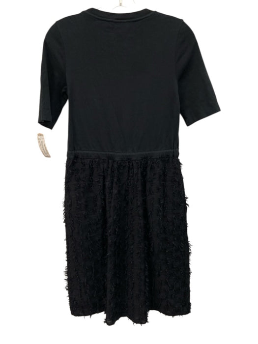 SeeByChloe Size S Black Cotton Drawstring Waist Mixed Fabric Short Sleeve Dress Black / S