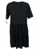 SeeByChloe Size S Black Cotton Drawstring Waist Mixed Fabric Short Sleeve Dress Black / S