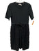 SeeByChloe Size S Black Cotton Drawstring Waist Mixed Fabric Short Sleeve Dress Black / S