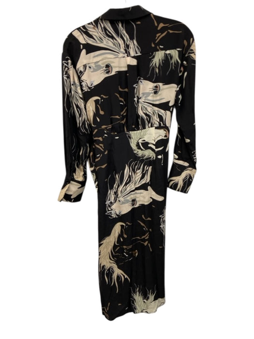 Frame Size S Black Multi Mulberry Silk Blend Printed Wrap V Neck Dress Black Multi / S