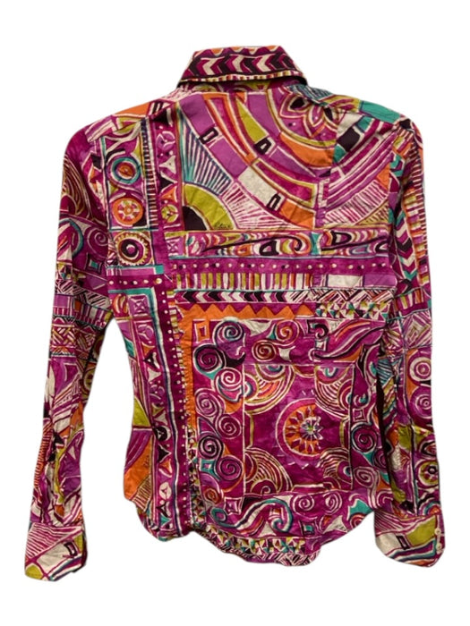 Etro Size 40 Pink Multi Cotton Blend Button Front Printed Top Pink Multi / 40