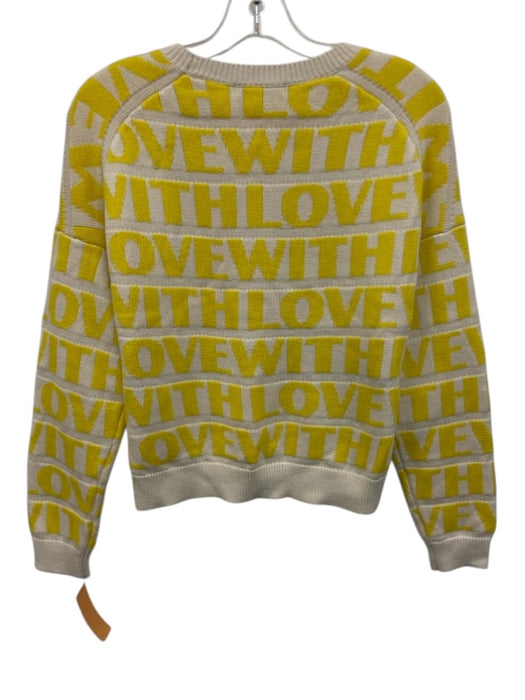 Maje Size 1 White, Yellow & Black Acrylic Blend Crew Neck Printed Sweater White, Yellow & Black / 1