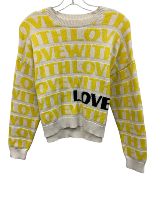 Maje Size 1 White, Yellow & Black Acrylic Blend Crew Neck Printed Sweater White, Yellow & Black / 1