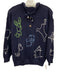 Alice + Olivia Size 38 Navy Cotton & Cashmere 1/4 Button Hooded Sweater Navy / 38