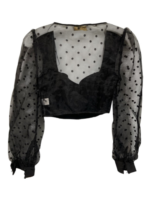 Meshki Size XXS Black Polyester Sweetheart Neckline Long Mesh Sleeves Top Black / XXS