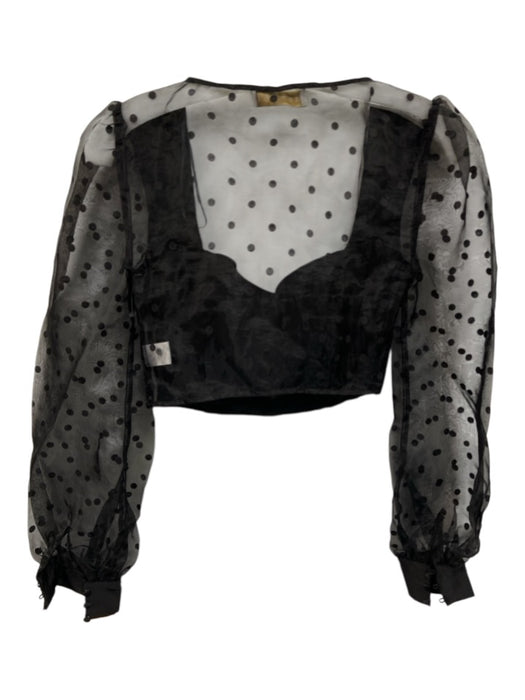 Meshki Size XXS Black Polyester Sweetheart Neckline Long Mesh Sleeves Top Black / XXS