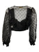 Meshki Size XXS Black Polyester Sweetheart Neckline Long Mesh Sleeves Top Black / XXS