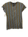 Akris Size 8 Blue, Yellow & Multi Cotton Blend Geo Print Zip Back Top Blue, Yellow & Multi / 8