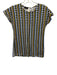 Akris Size 8 Blue, Yellow & Multi Cotton Blend Geo Print Zip Back Top Blue, Yellow & Multi / 8