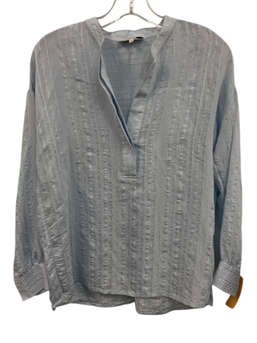 Vince Size XS Blue Rayon Blend V Neck Long Sleeve Striped Top Blue / XS