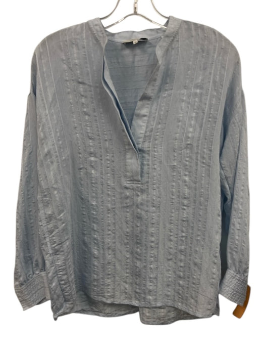 Vince Size XS Blue Rayon Blend V Neck Long Sleeve Striped Top Blue / XS