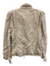 Sandro Size 36 Khaki Cotton Blend Zip Front Patch Pocket Drawstring Waist Jacket Khaki / 36