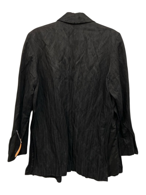 Liviana Conti Size 38 Black Cotton Blend Open Front Lapels Slit Pocket Blazer Black / 38