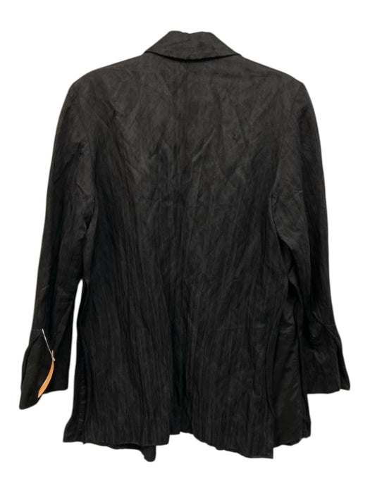 Liviana Conti Size 38 Black Cotton Blend Open Front Lapels Slit Pocket Blazer Black / 38