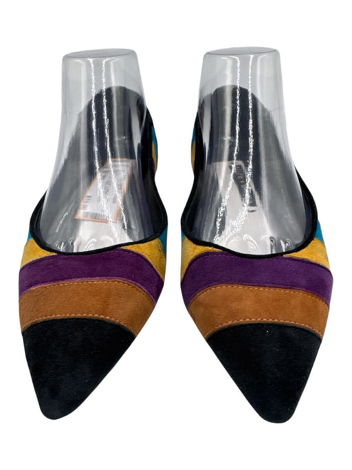 Alice + Olivia Shoe Size 37 Blue, Yellow & Multi Leather Suede Pointed Toe Shoes Blue, Yellow & Multi / 37