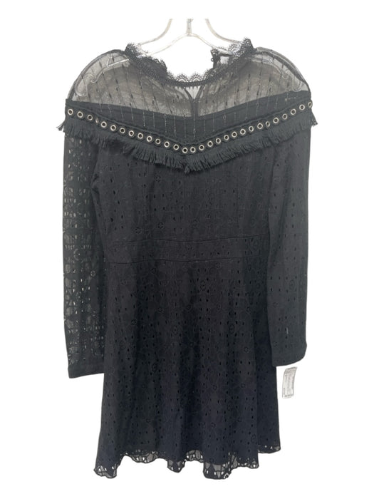 Stella McCartney Size M Black Acetate Silver Grommet Detail Lace Dress Black / M