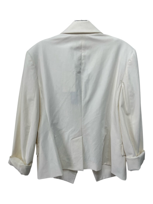 Theory Size 12 Ivory White cotton & polyamide Blazer Faux Pockets Jacket Ivory White / 12