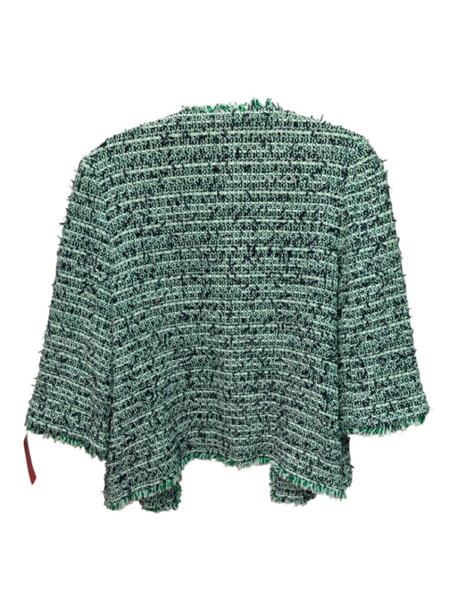 Ann Mashburn Size M Green, White & Navy Tweed Open Front 3/4 Sleeve Jacket Green, White & Navy / M