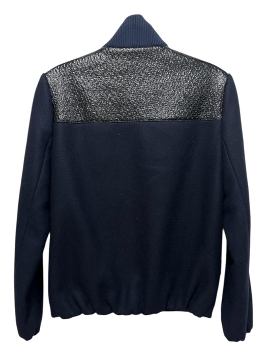 Maje Size 36 Black Virgin Wool Blend Zip Front Zip Pockets Mock Neck Jacket Black / 36