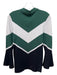 Sandro Size Est M Green, White, Black Viscose Blend Quarter Zip Chevron Top Green, White, Black / Est M