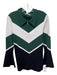Sandro Size Est M Green, White, Black Viscose Blend Quarter Zip Chevron Top Green, White, Black / Est M
