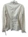 Zimmermann Size 2 Cream White Linen Embroidered Floral Mock Neck Long Sleeve Top Cream White / 2