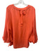 Kobi Halperin Size M Coral Orange Silk Long Bell Sleeve Tie Neck Tunic Top Coral Orange / M