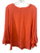 Kobi Halperin Size M Coral Orange Silk Long Bell Sleeve Tie Neck Tunic Top Coral Orange / M