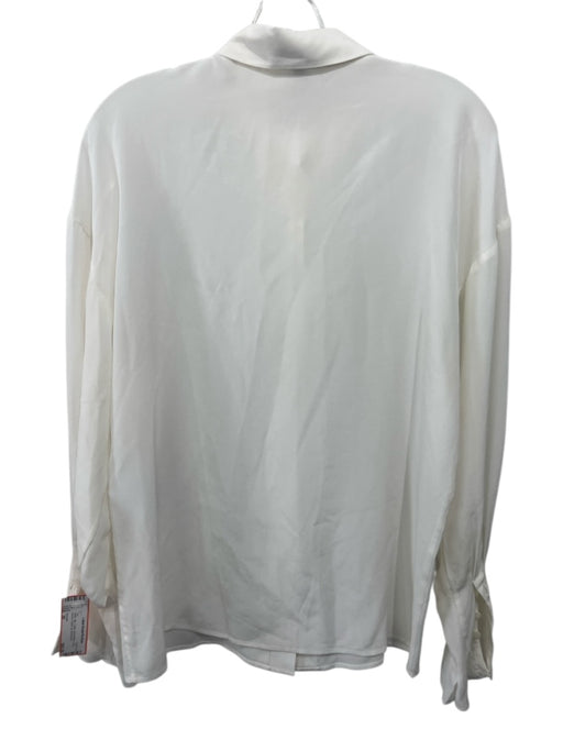 Escada Size 36 White Silk Collar Semi Sheer Long Sleeve Button up Top White / 36