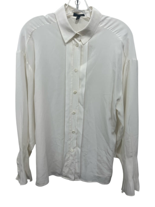 Escada Size 36 White Silk Collar Semi Sheer Long Sleeve Button up Top White / 36
